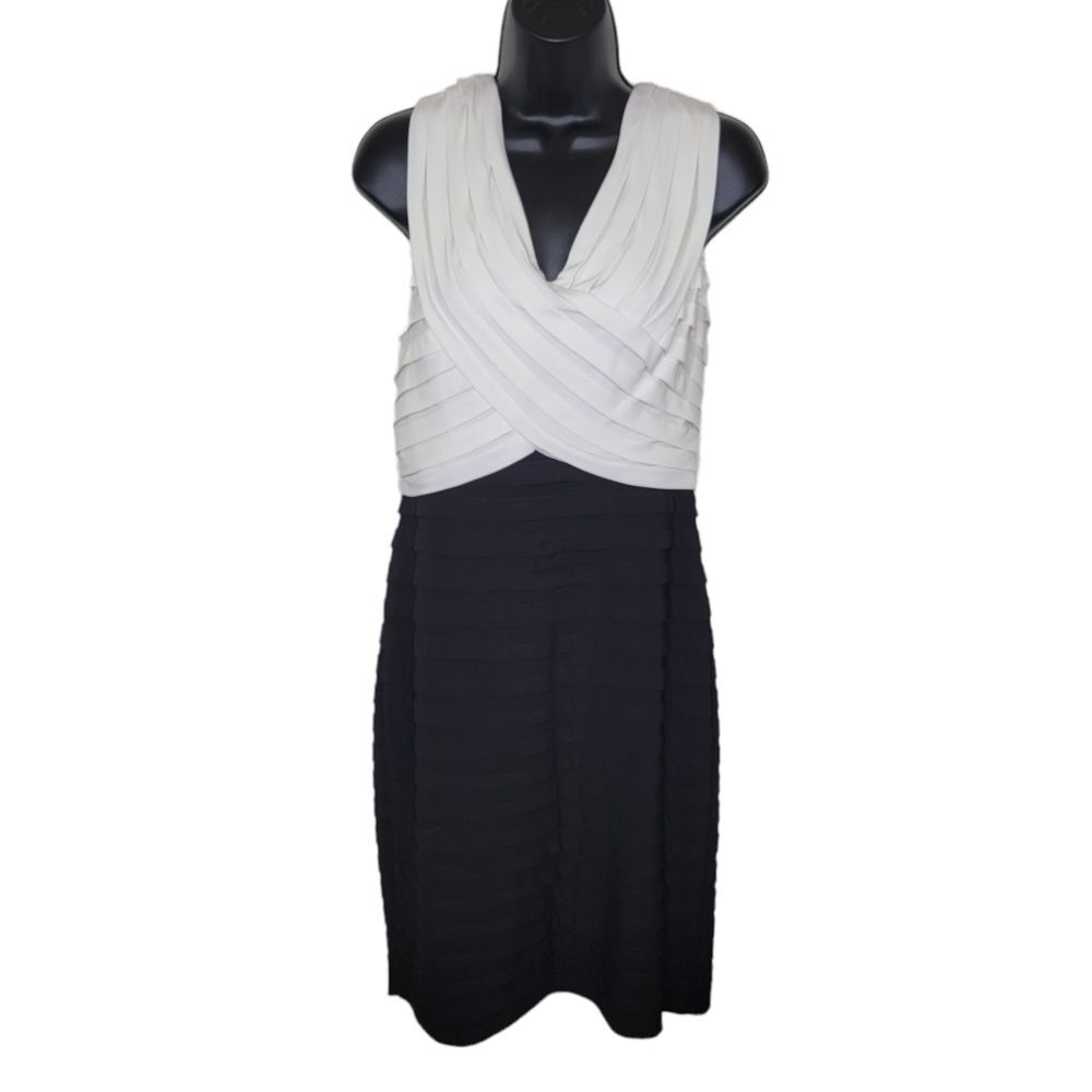 Adrianna Papell black & white classic bandage dress size 10